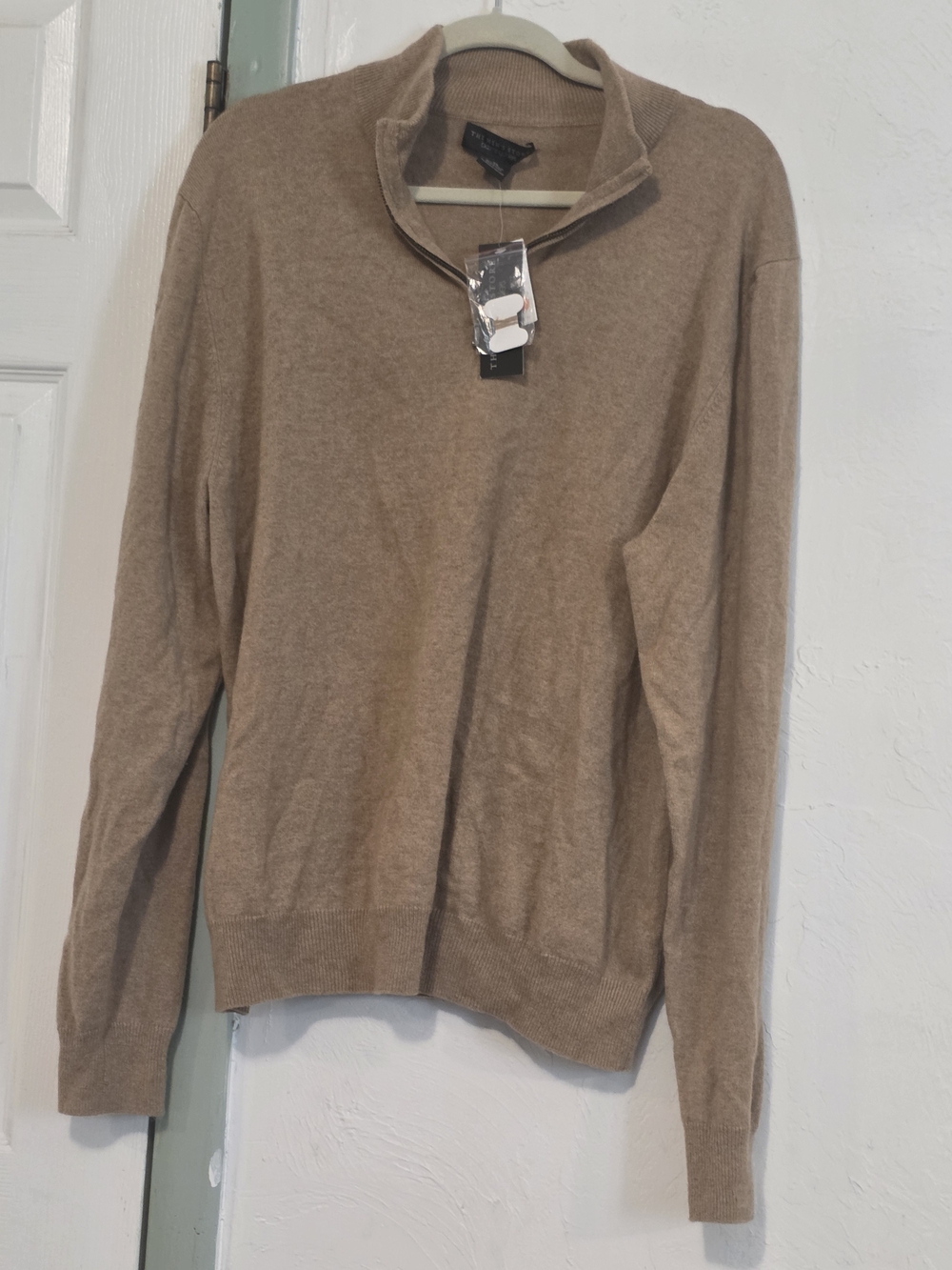 The Men's Store Tan Zip-Neck Sweater